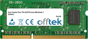 Aspire One 753 (AO753-xxx) (Windows 7 Starter) 1GB Módulo - 204 Pin 1.5v DDR3 PC3-8500 SoDimm
