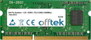  204 Pin Sodimm - DDR3 - PC3-12800 (1600Mhz) - Non-ECC 4GB Módulo