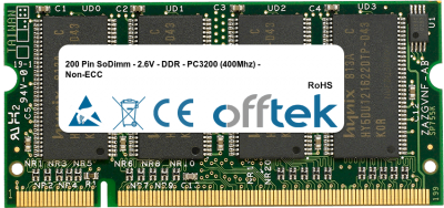  200 Pin SoDimm - 2.6V - DDR - PC3200 (400Mhz) - Non-ECC 256MB Módulo