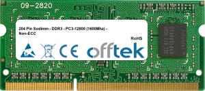  204 Pin Sodimm - DDR3 - PC3-12800 (1600Mhz) - Non-ECC 2GB Módulo
