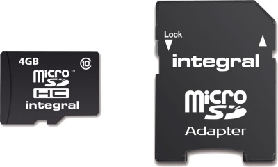 Integral Micro SDHC (con Adaptador) (Class 10 - 20x) 4GB Tarjeta (Class 10)