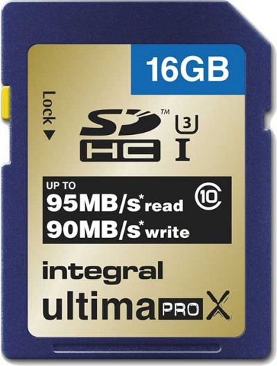 90u1 16 Gb ultimapro X 95mb-90mb Clase 10 Tarjeta de Memoria SDHC Integral insdh16g10-95 